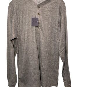 Preswick & Moore Long Sleeve Gray Henley Thermal Sleep Shirt NWT